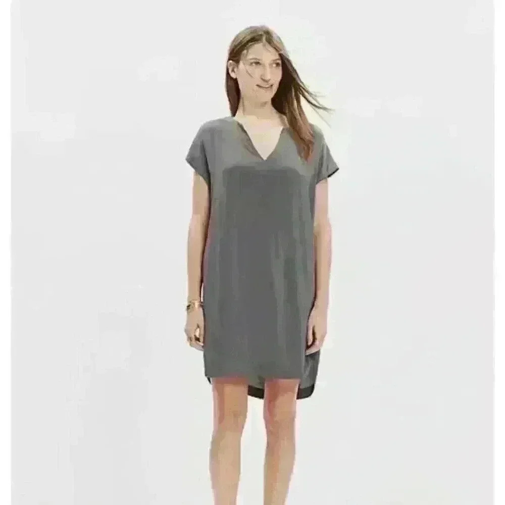 🔥Madewell Du Jour Tunic Dress Gray Lagenlook XS DC2